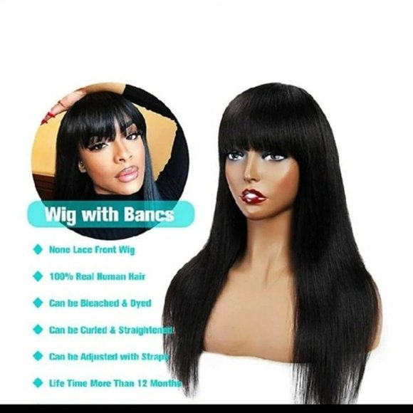 22inch Straight Human Hair Wigs/ Bangs - Picture 2 of 6